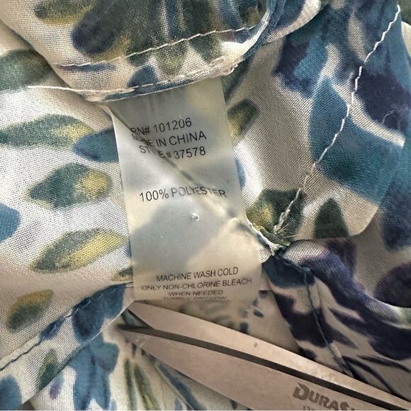 Soft Surroundings Ivory Blue Floral VNeck High Low Tunic Top Blouse Large Petite - Picture 11 of 12